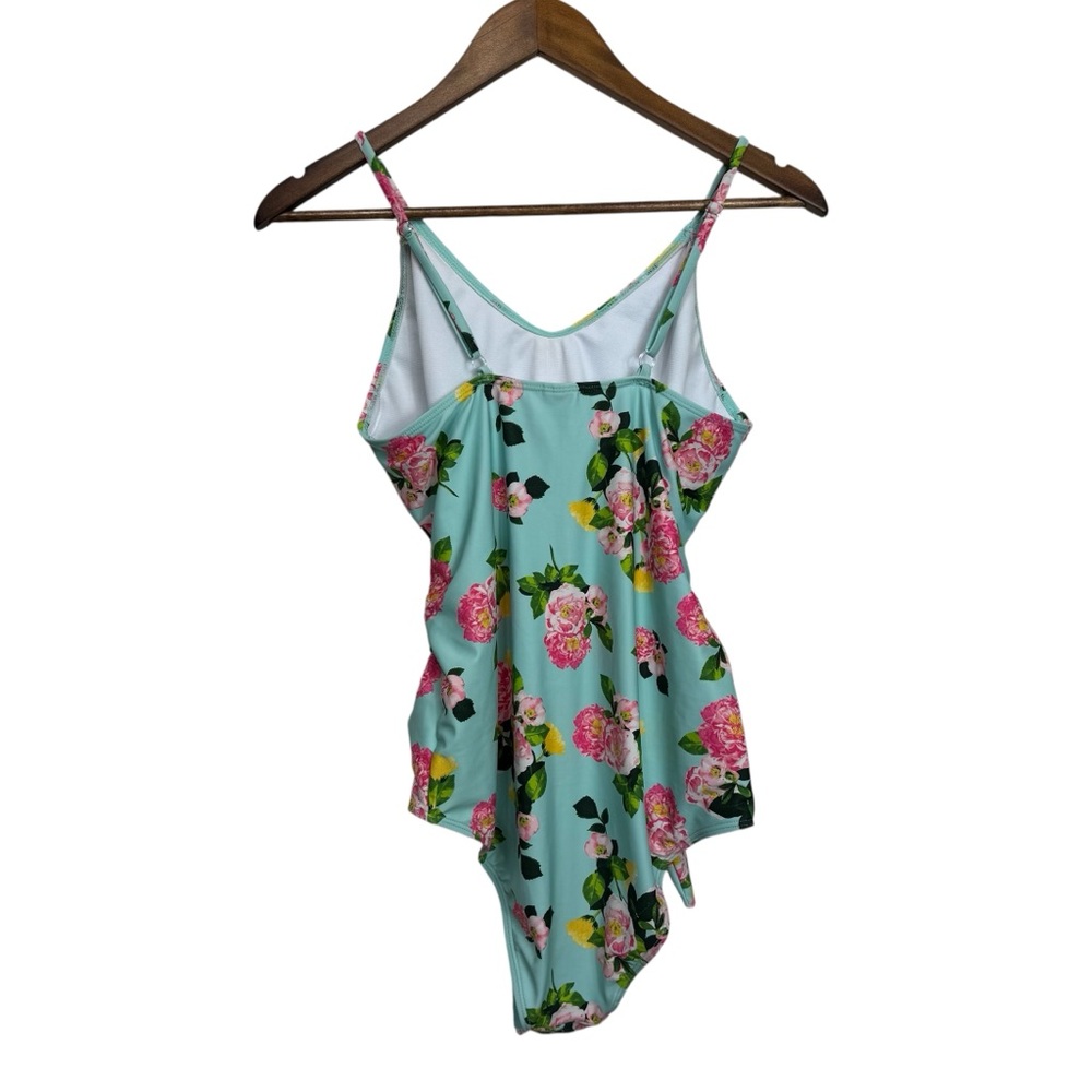 Betsey Johnson Vibrant Pink and Blue Floral Pom Pom Swimsuit XL - Picture 5 of 9